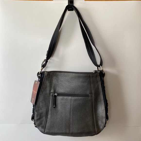 NWT Tignanello Leather Crossbody Pewter Shoulder Bag - Picture 1 of 16
